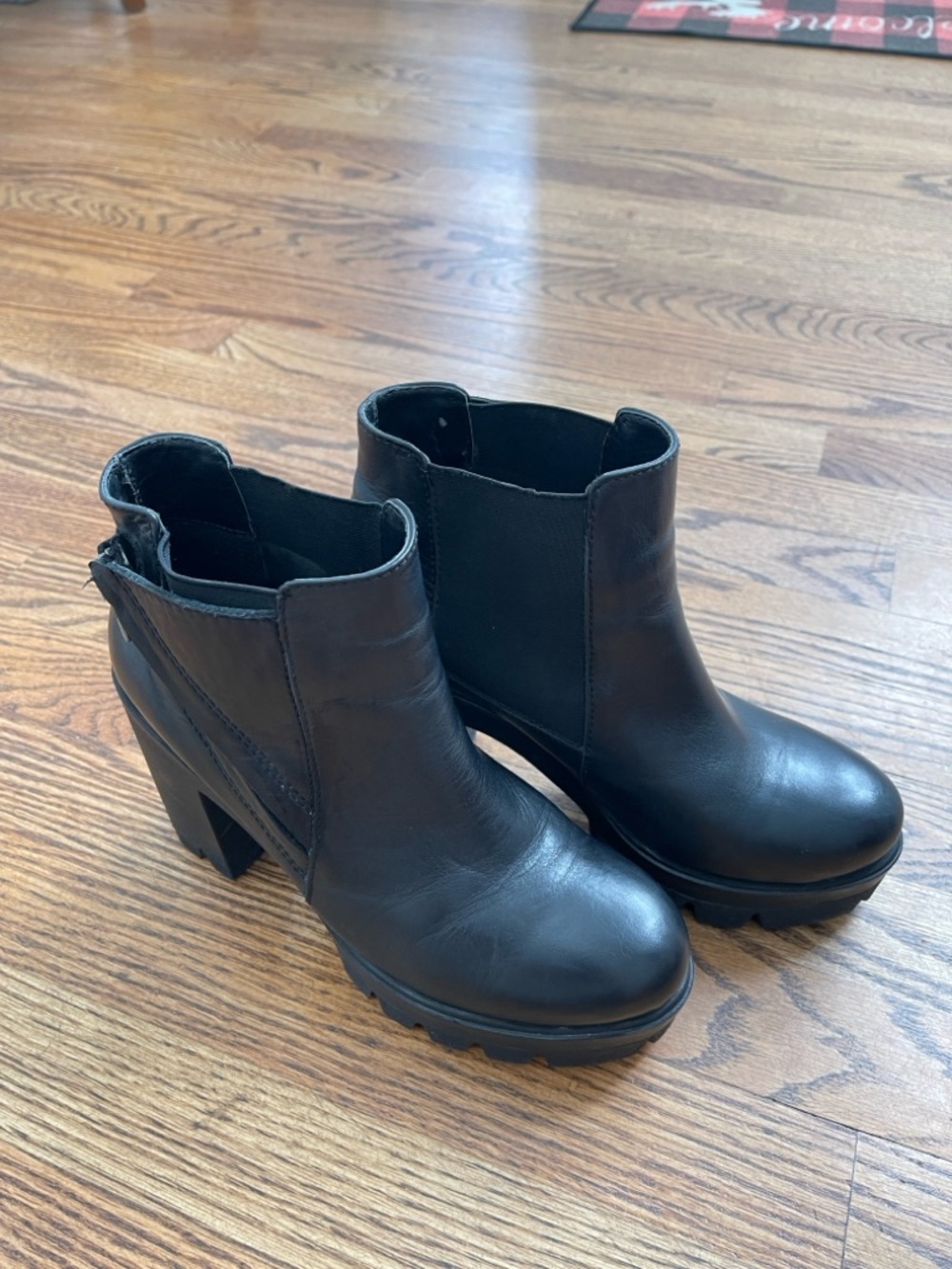 Derimod Black Leather Wedge Sandals Platform Heels Size 39 / US 8